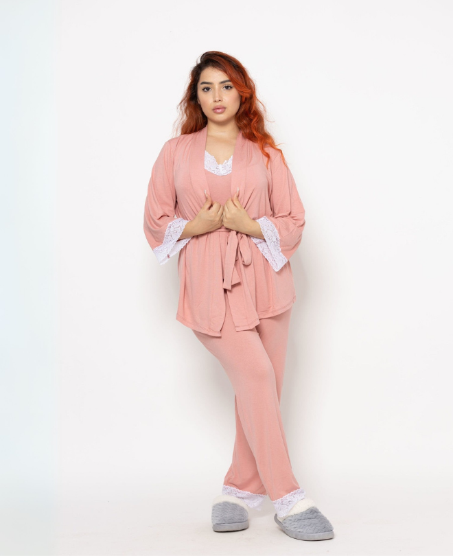 Ad. Mall - SOIE Glamour - Set 3 Pièces en Coton Brodé de Dentelle